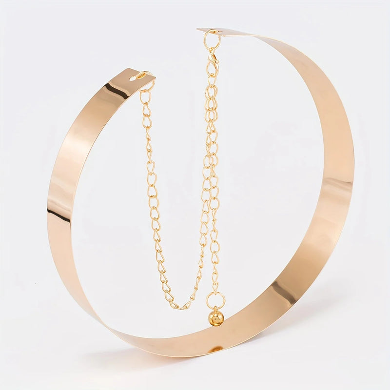 Ceinture Métallique Femme Dorée Élégance Couture, modèle Cléo