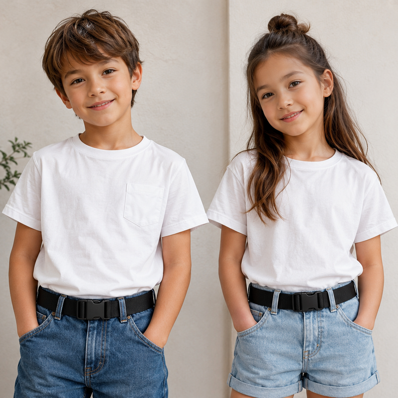 Ceinture Enfant en Toile Réglable avec Boucle à Clip, Modèle Milo