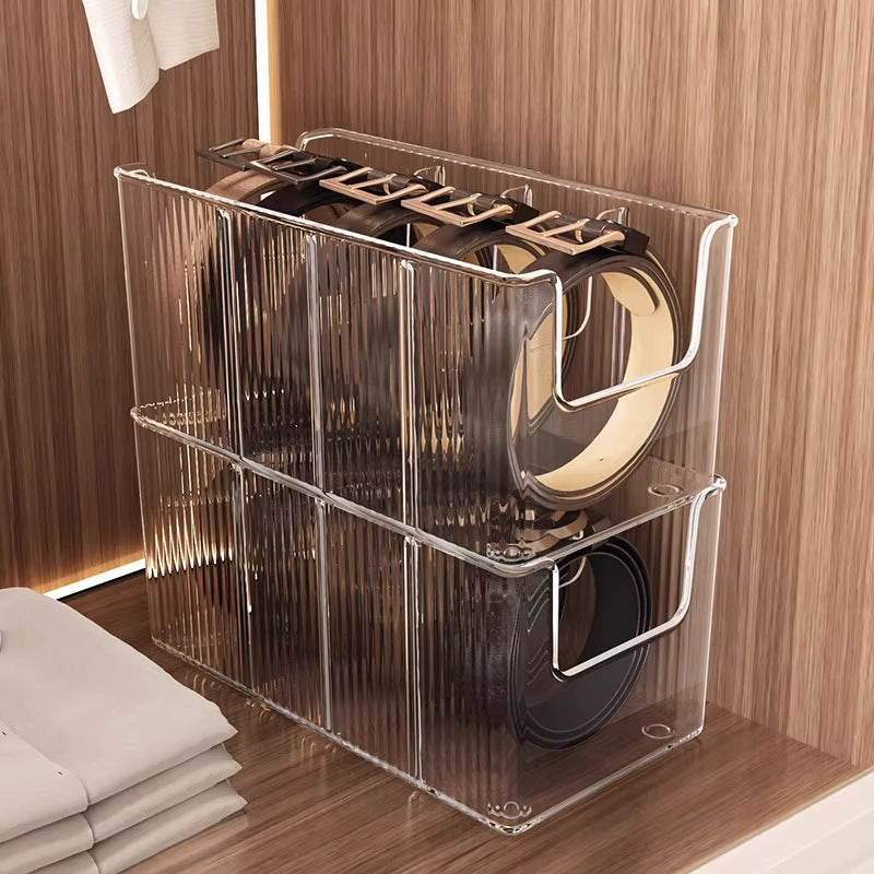 Boîte de rangement pour ceintures transparente