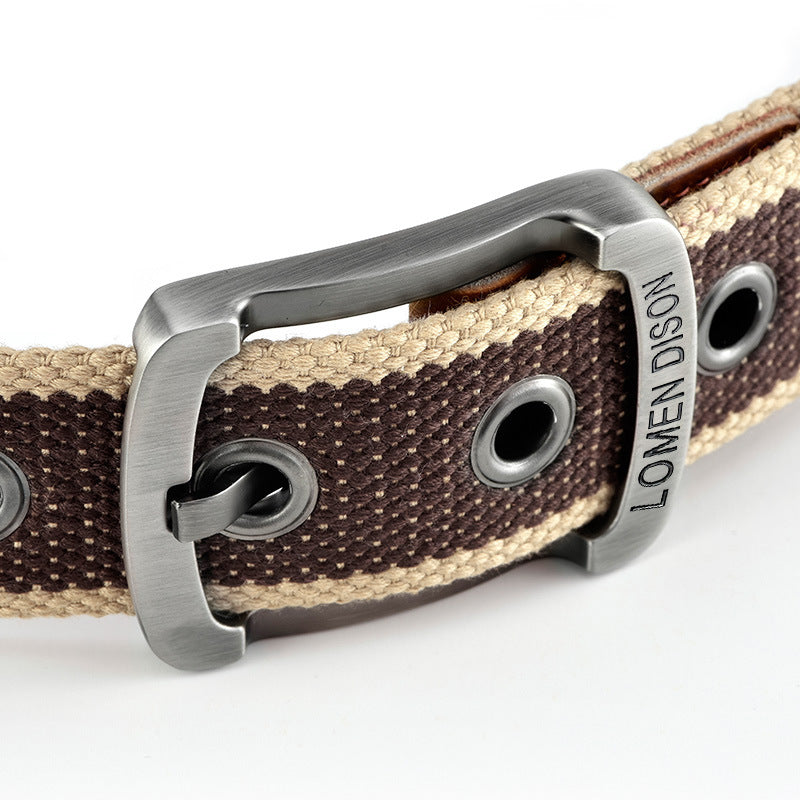 Ceinture homme en toile tressée bicolore, modèle Ringo