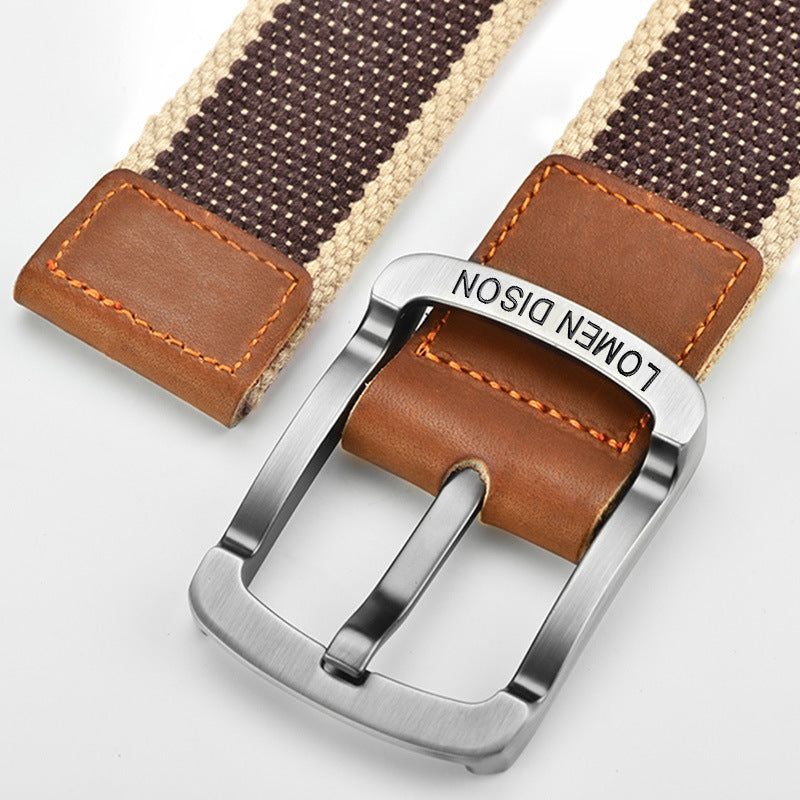 Ceinture homme en toile tressée bicolore, modèle Ringo