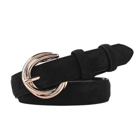 Ceinture en cuir véritable suédé, au style épuré, modèle Maghla