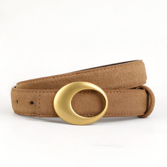 Ceinture en cuir véritable suédé, à boucle éclipse, modèle Luna