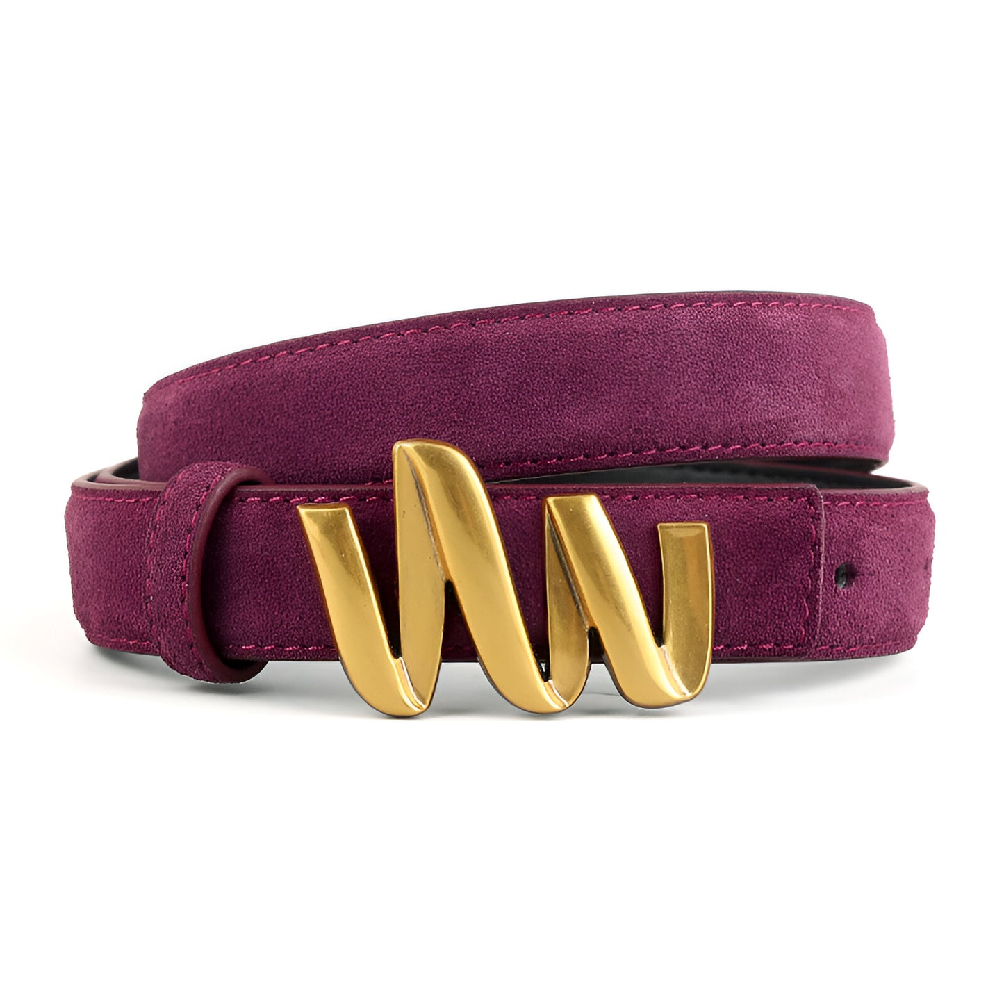 Ceinture en cuir véritable suédé, à boucle ondulée dorée, modèle Laura