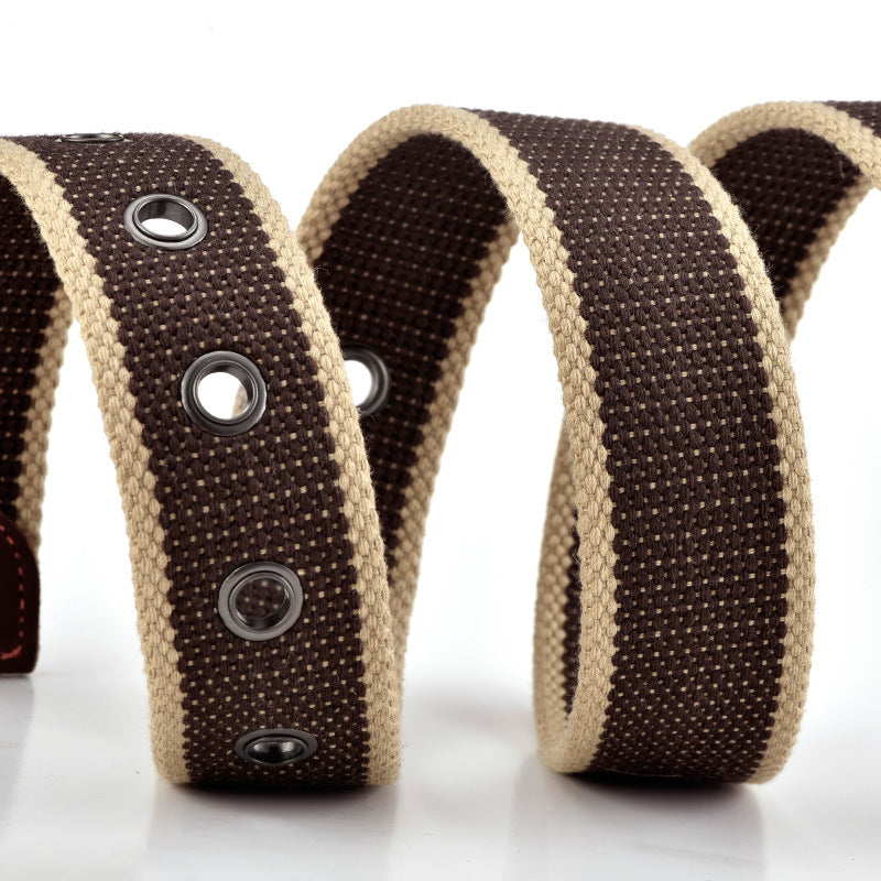 Ceinture homme en toile tressée bicolore, modèle Ringo