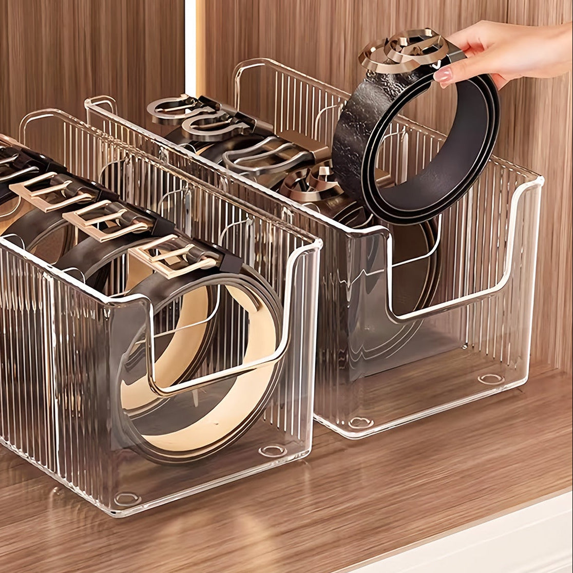 Boîte de rangement pour ceintures transparente