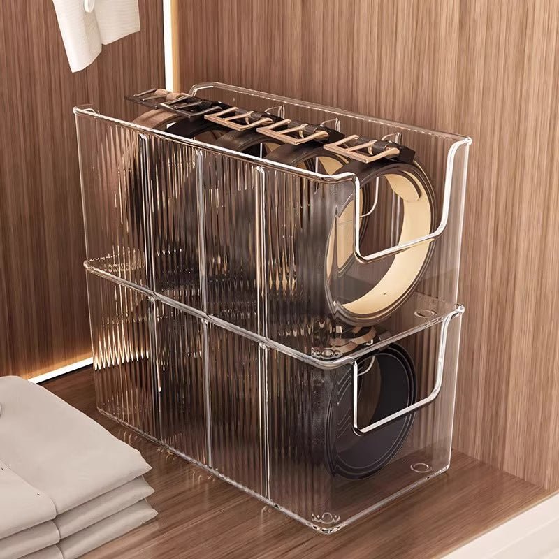 Boîte de rangement pour ceintures transparente