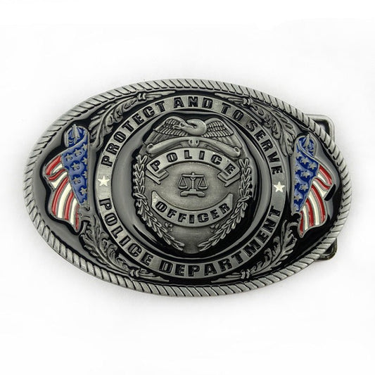 Boucle de ceinture Américaine, Police officer, modèle Dariel - La Boutique de la Ceinture