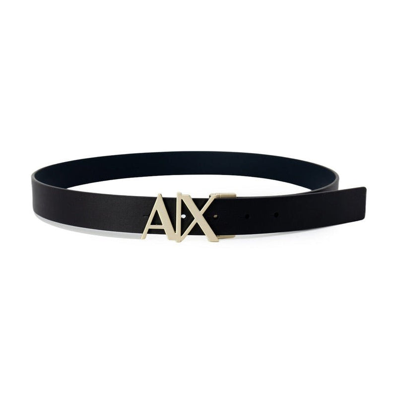 Ceinture Armani Exchange Homme en Cuir Noir – Boucle Logo AX Métal
