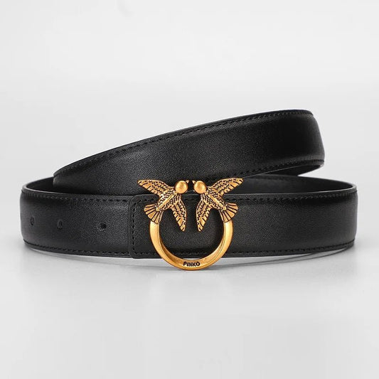 Ceinture cuir femme boucle oiseaux dorés sculptés , modèle Byrdie - La Boutique de la Ceinture