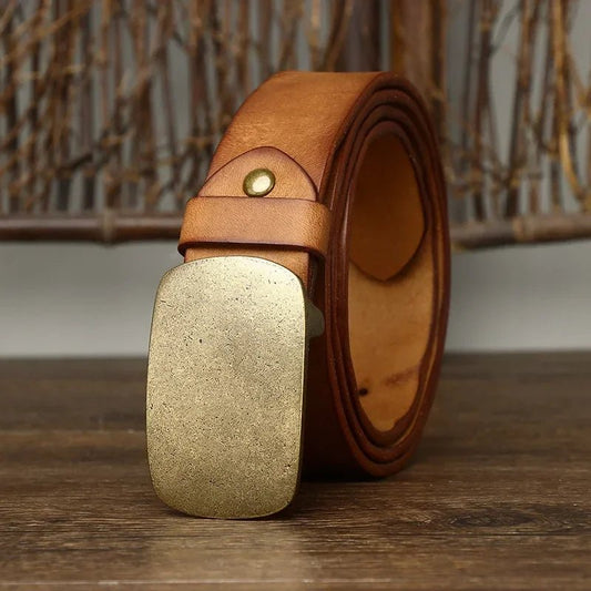 Ceinture cuir vintage boucle patinée style brut et authentique modèle Bronto - La Boutique de la Ceinture