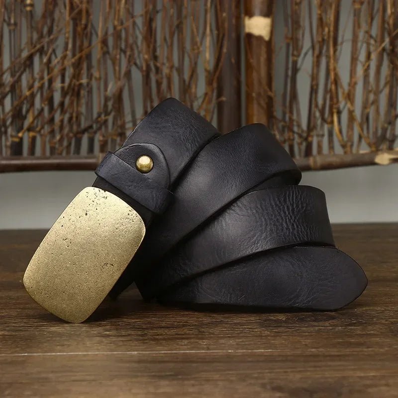 Ceinture cuir vintage boucle patinée style brut et authentique modèle Bronto - La Boutique de la Ceinture