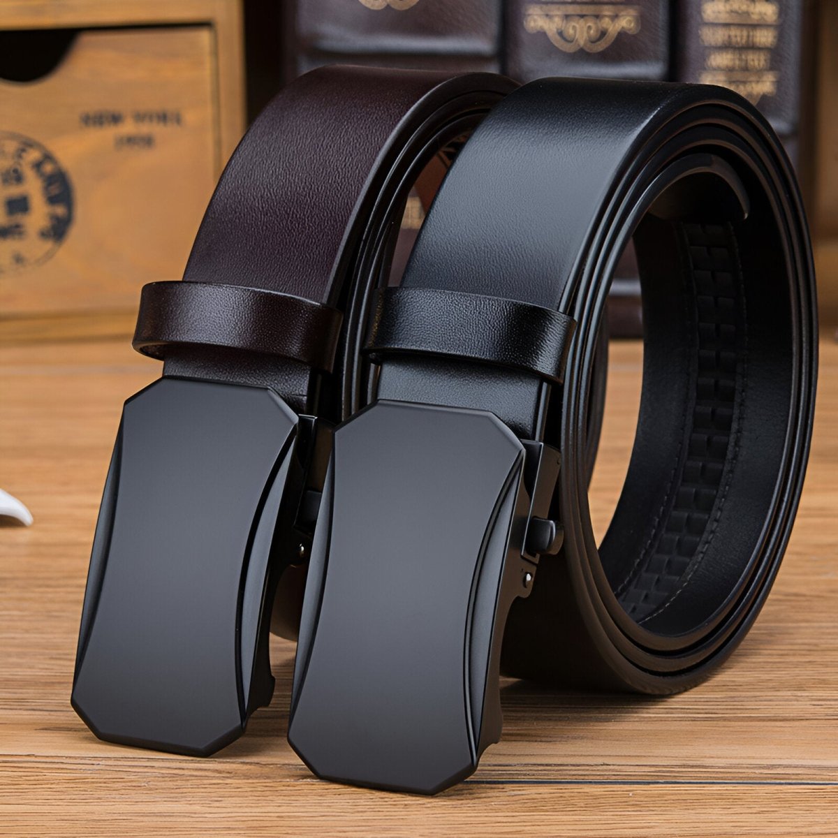 Ceinture de costume en cuir pleine fleur, boucle automatique, pour Homme, modèle Antonio - La Boutique de la Ceinture