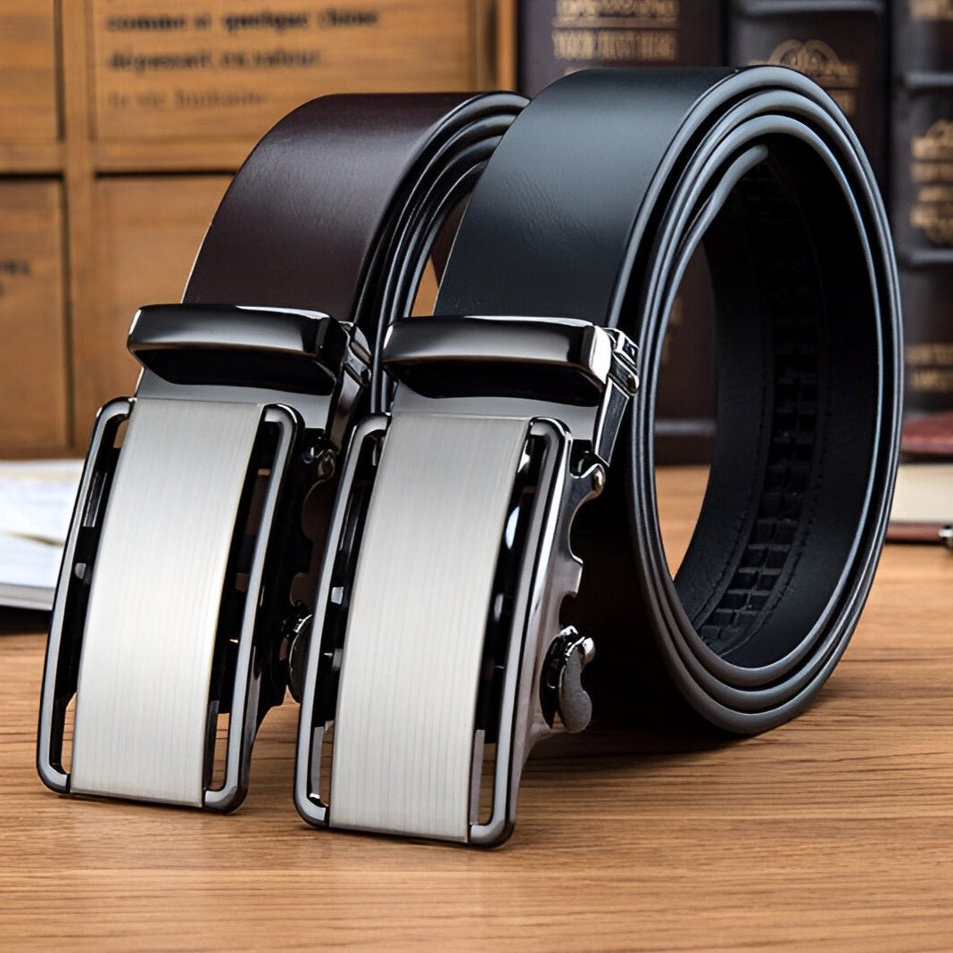 Ceinture de costume en cuir pleine fleur, boucle automatique, pour Homme, modèle Luciano - La Boutique de la Ceinture