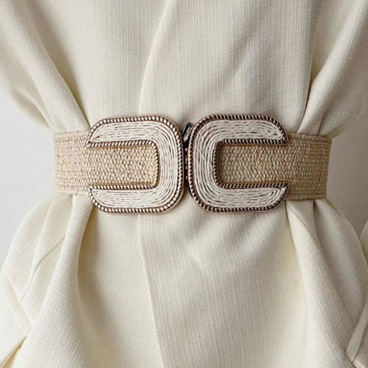 Ceinture Élastique Femme Esprit Raphia Chic, modèle Sol - La Boutique de la Ceinture