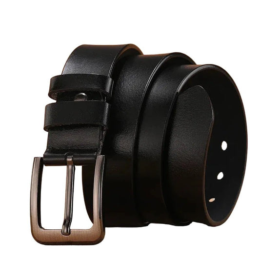 Ceinture en cuir lisse homme boucle ardillon métal brossé, modèle Mario - La Boutique de la Ceinture