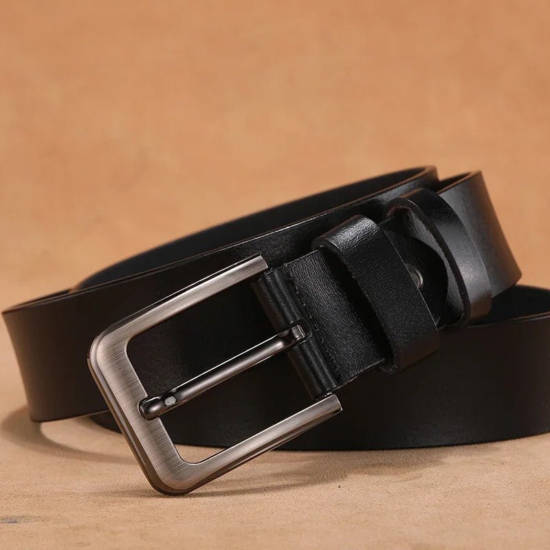 Ceinture en cuir lisse homme boucle ardillon métal brossé, modèle Mario - La Boutique de la Ceinture