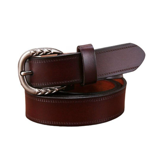 Ceinture en cuir lisse pour femme boucle à motifs géométriques, modèle Gaby