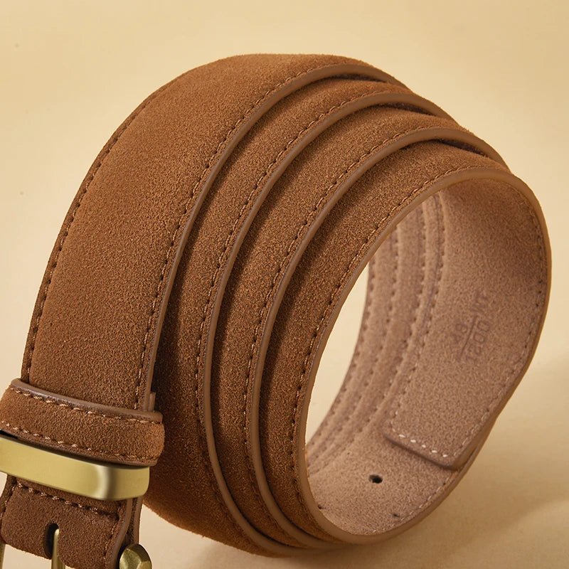 Ceinture en Cuir Suédé Boucle Dorée Carrée - La Boutique de la Ceinture