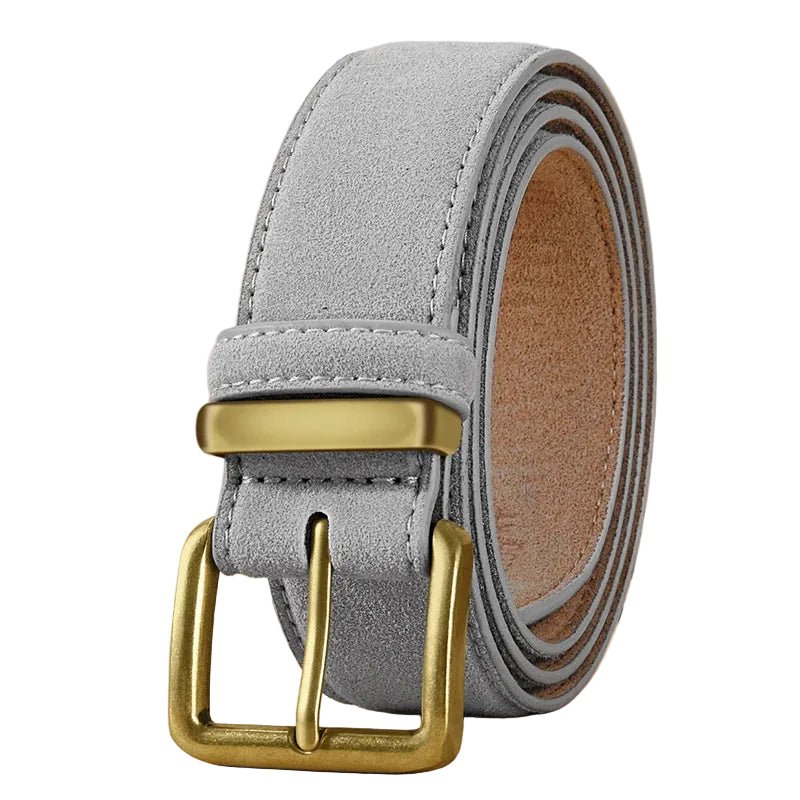 Ceinture en Cuir Suédé Boucle Dorée Carrée - La Boutique de la Ceinture