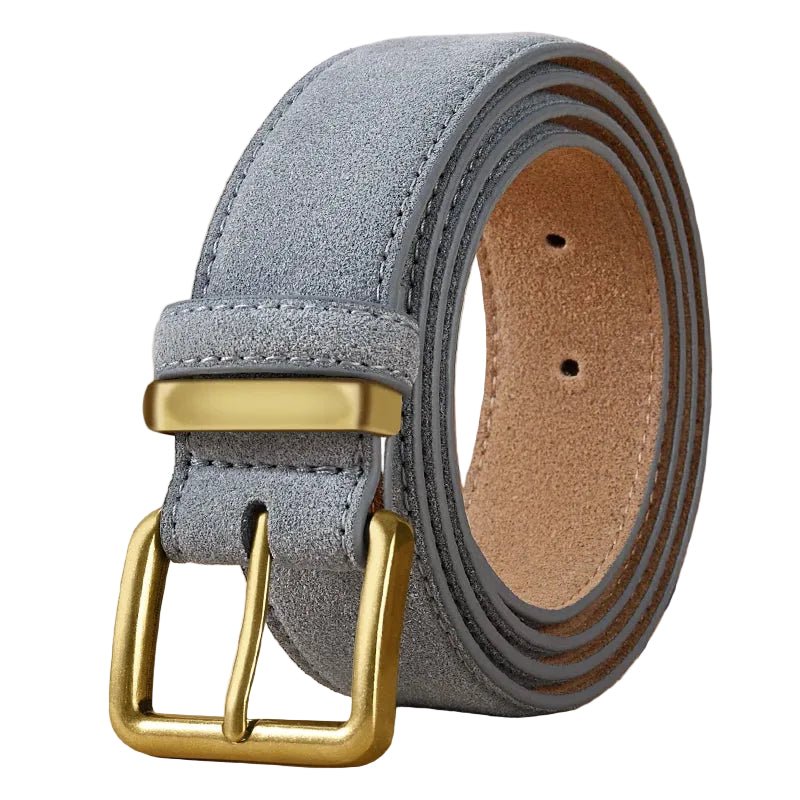 Ceinture en Cuir Suédé Boucle Dorée Carrée - La Boutique de la Ceinture