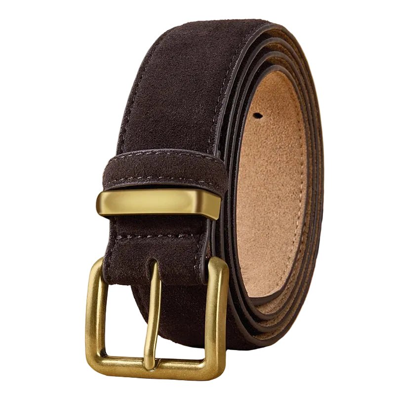 Ceinture en Cuir Suédé Boucle Dorée Carrée - La Boutique de la Ceinture