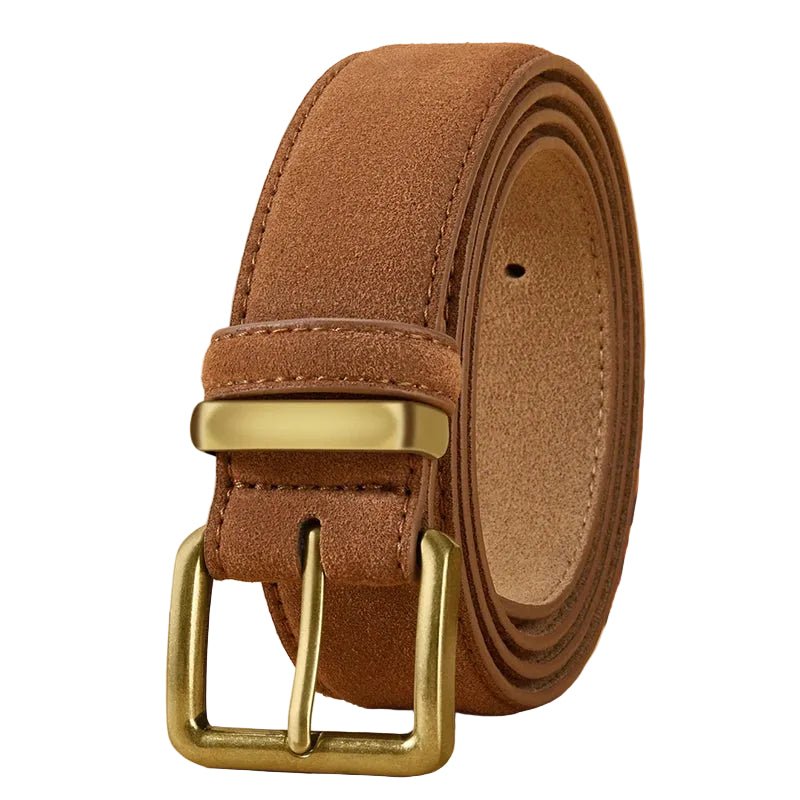 Ceinture en Cuir Suédé Boucle Dorée Carrée - La Boutique de la Ceinture