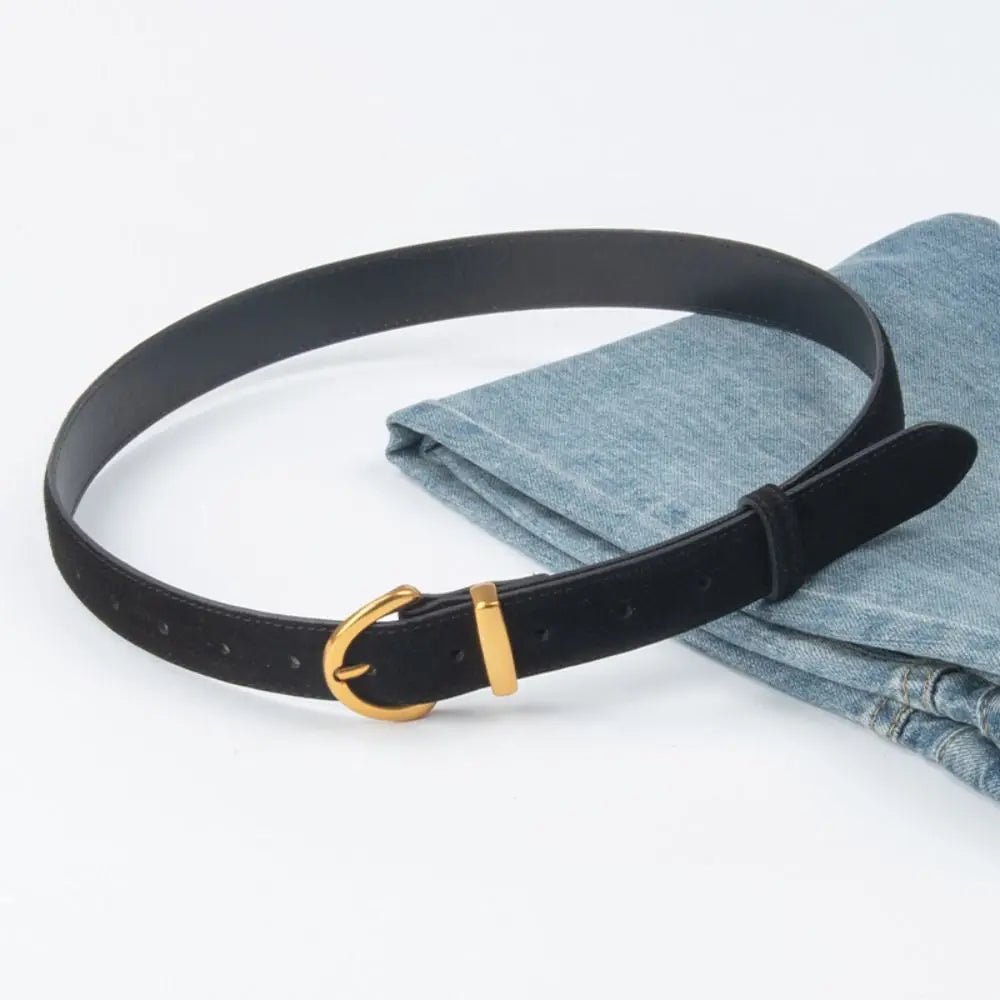 Ceinture en Cuir Suédé Boucle Dorée , modèle Marinella - La Boutique de la Ceinture