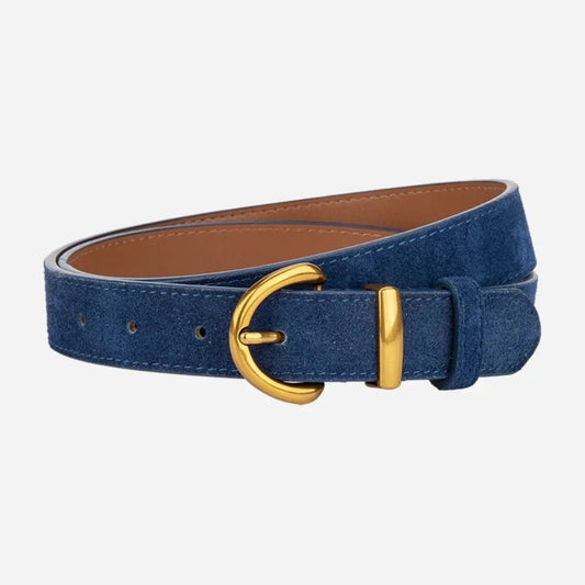 Ceinture en Cuir Suédé Boucle Dorée , modèle Marinella - La Boutique de la Ceinture