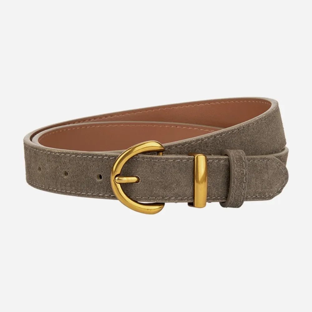 Ceinture en Cuir Suédé Boucle Dorée , modèle Marinella - La Boutique de la Ceinture