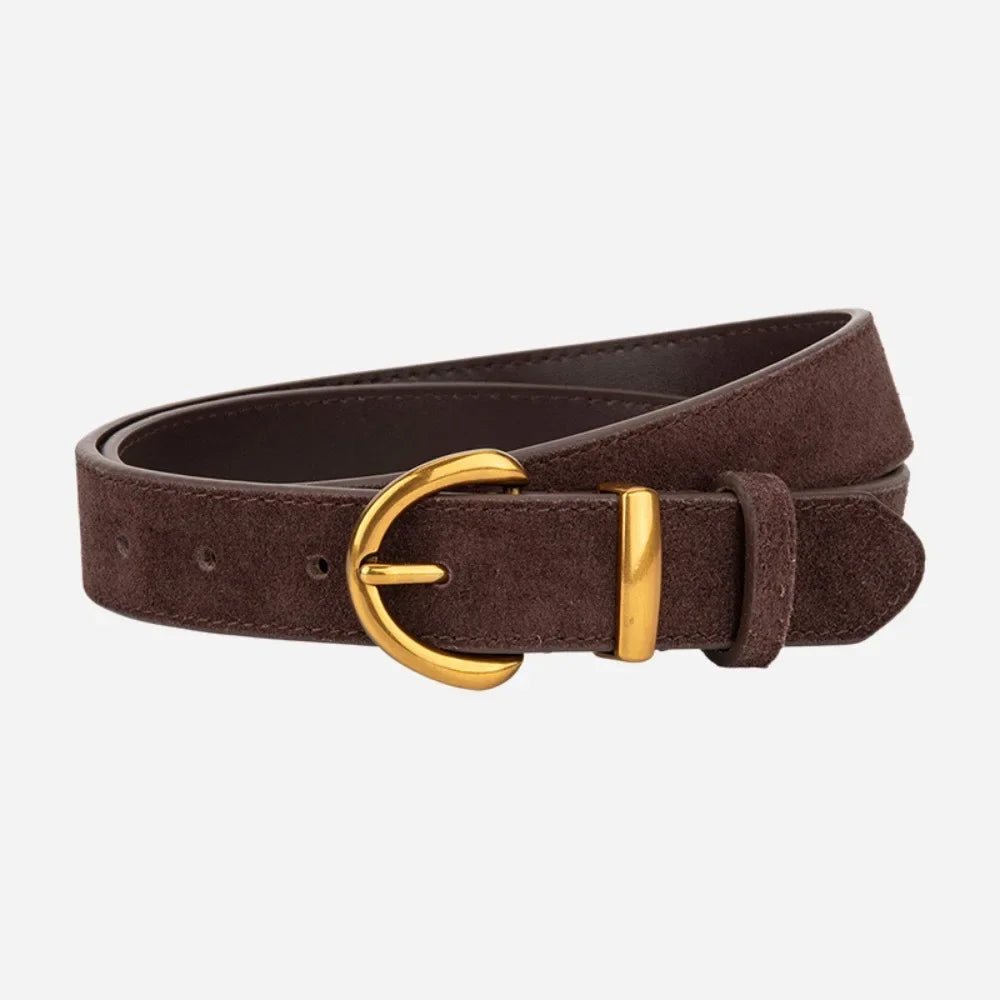 Ceinture en Cuir Suédé Boucle Dorée , modèle Marinella - La Boutique de la Ceinture