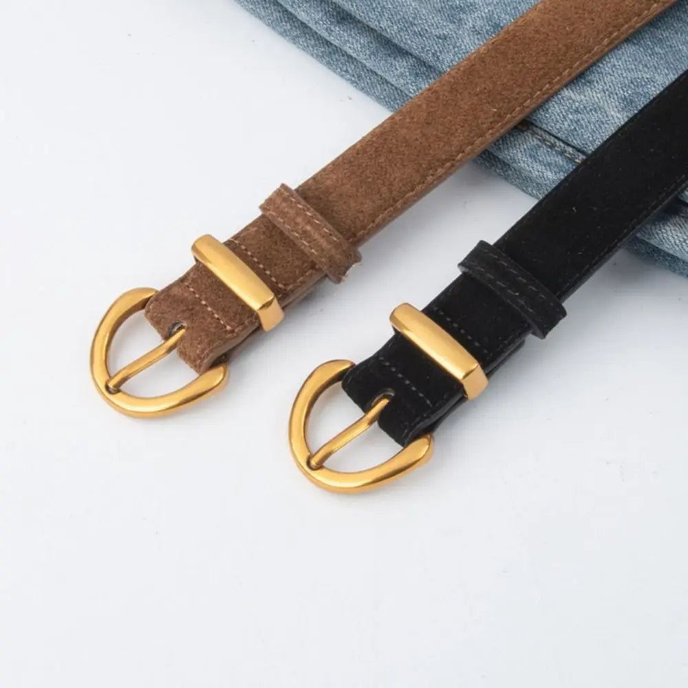 Ceinture en Cuir Suédé Boucle Dorée , modèle Marinella - La Boutique de la Ceinture
