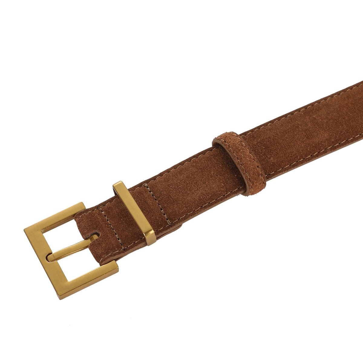 Ceinture en cuir véritable suédé, à boucle rectangulaire dorée, modèle Iris - La Boutique de la Ceinture