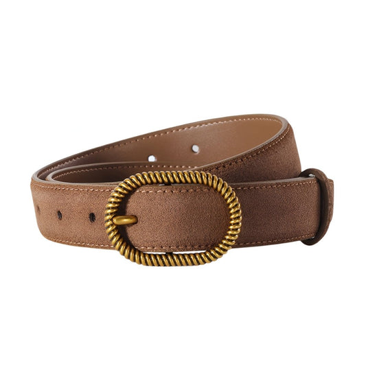 Ceinture en cuir véritable suédé, à boucle tendance dorée, modèle Célia - La Boutique de la Ceinture