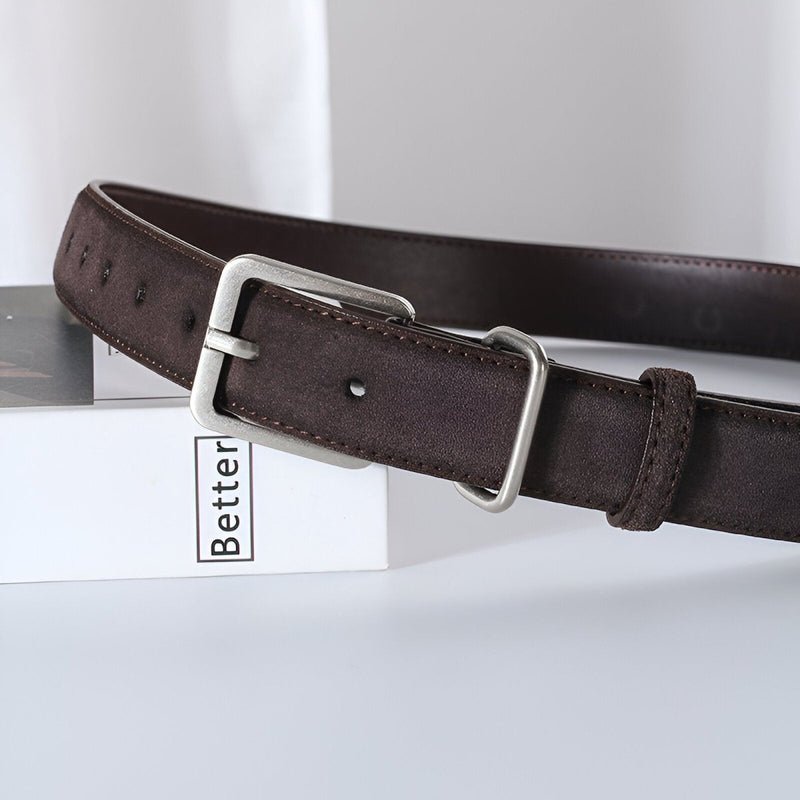 Ceinture en cuir véritable suédé, au style populaire, mixte, modèle Taskan