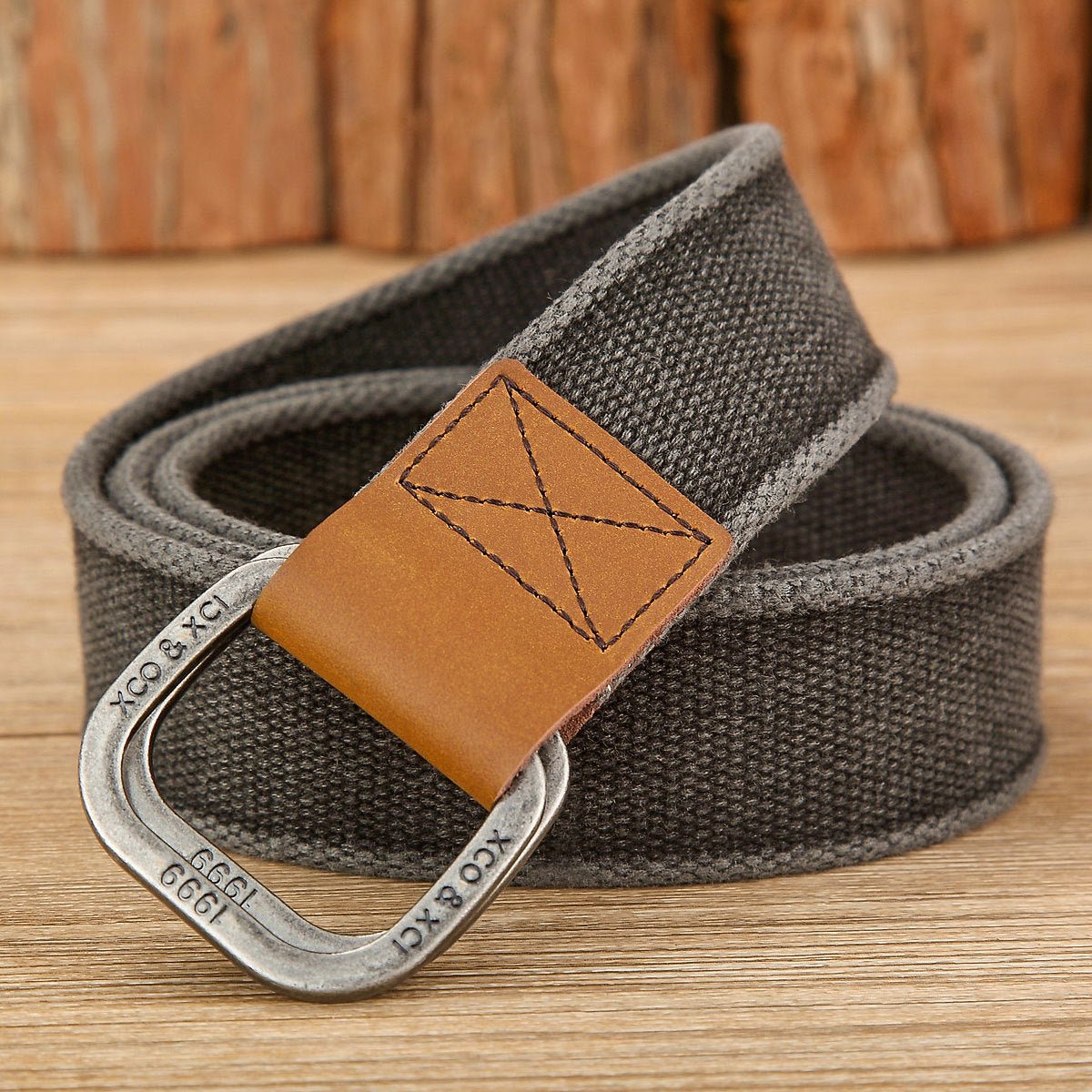 Ceinture en toile homme à boucle double D, modèle Mauricio - La Boutique de la Ceinture