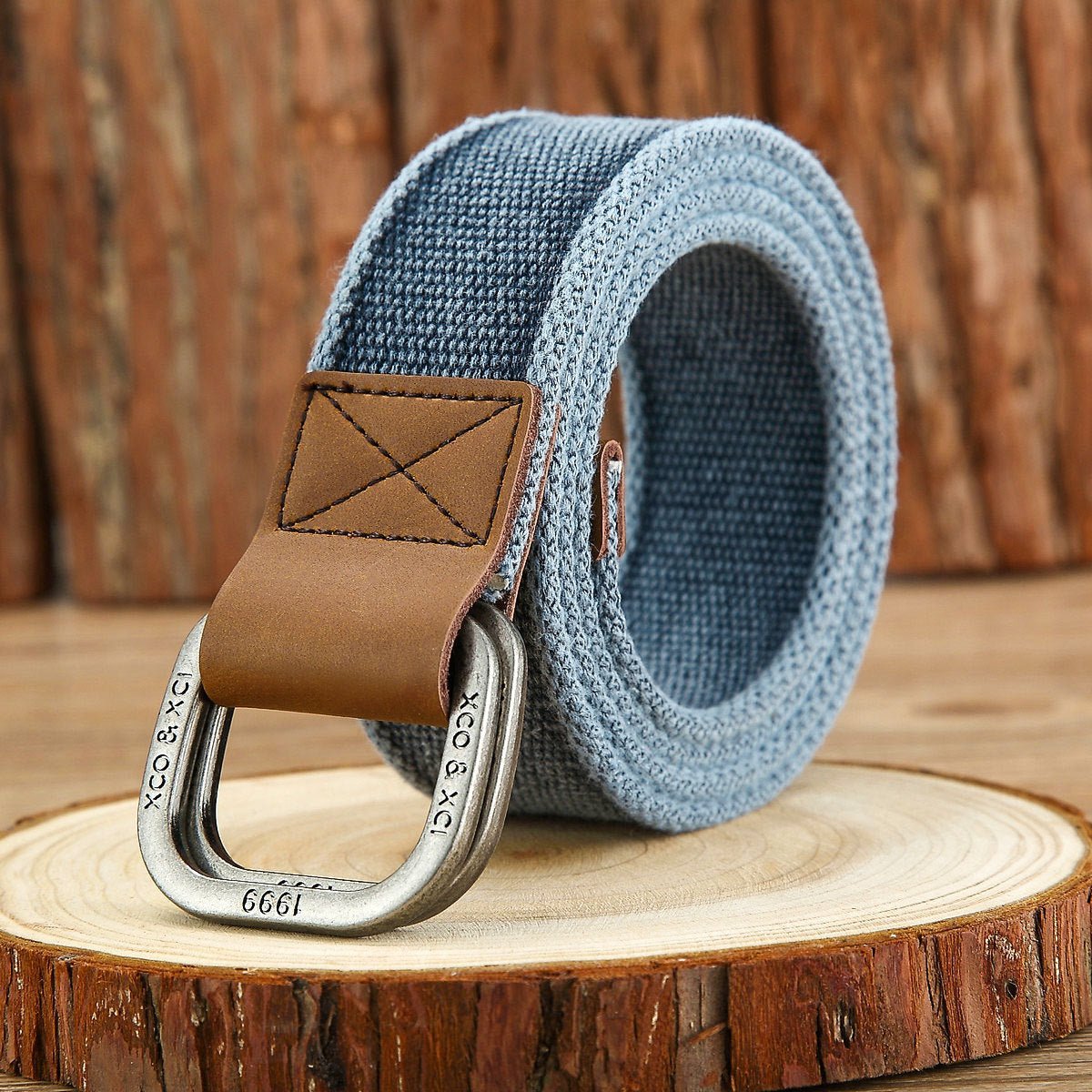 Ceinture en toile homme à boucle double D, modèle Mauricio - La Boutique de la Ceinture