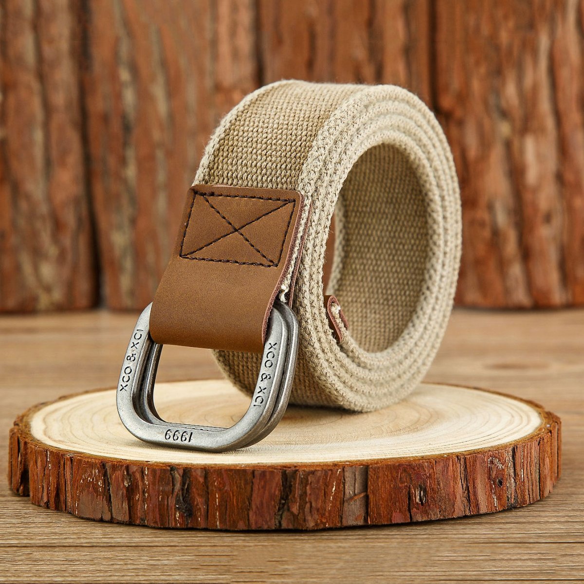 Ceinture en toile homme à boucle double D, modèle Mauricio - La Boutique de la Ceinture
