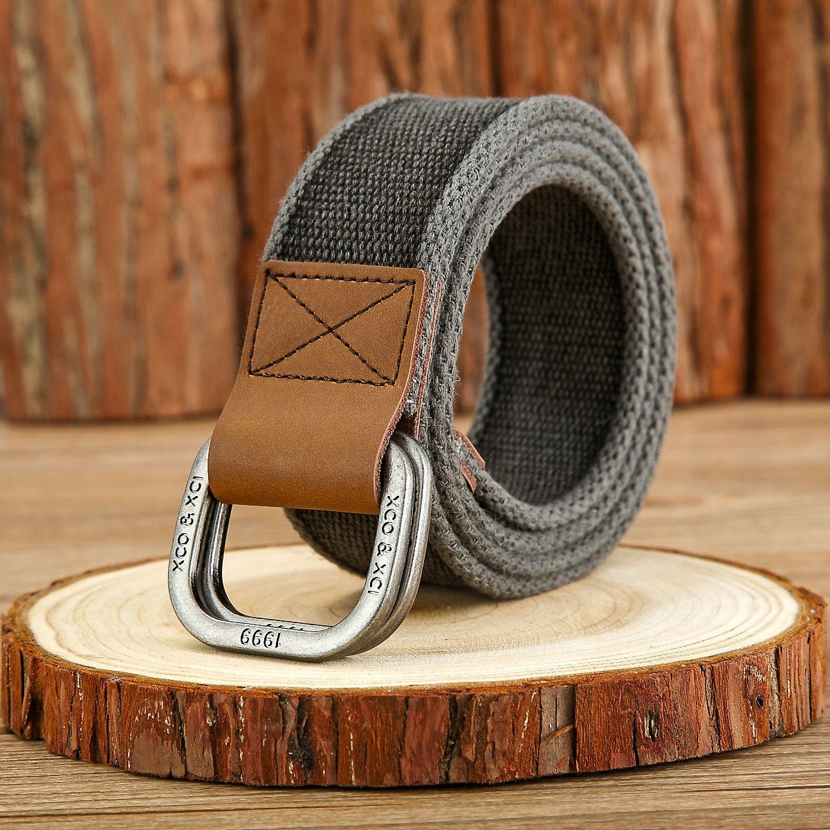 Ceinture en toile homme à boucle double D, modèle Mauricio - La Boutique de la Ceinture