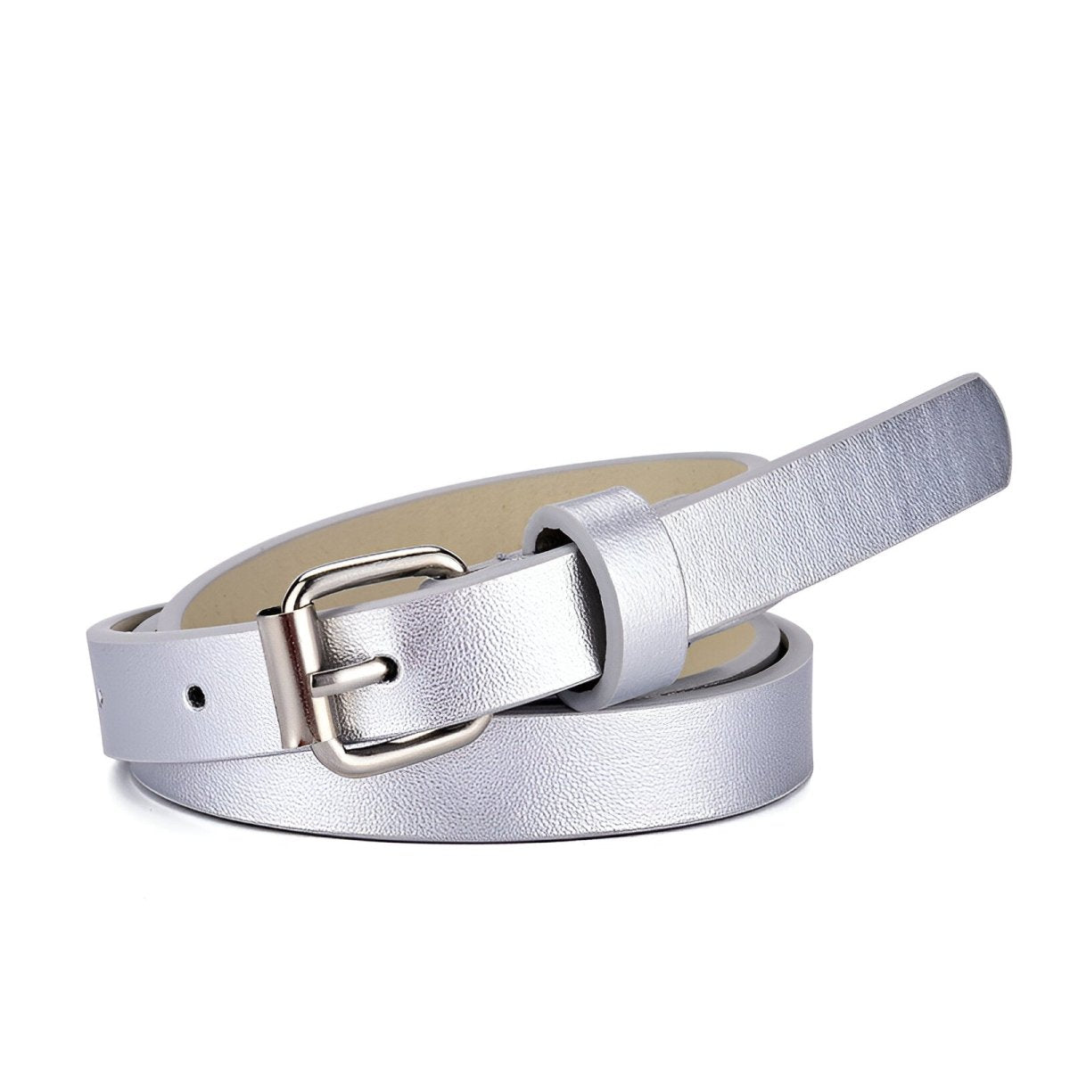 Ceinture enfant ajustable pour fille ou garçon en simili vegan, boucle argentée, modèle Timy - La Boutique de la Ceinture