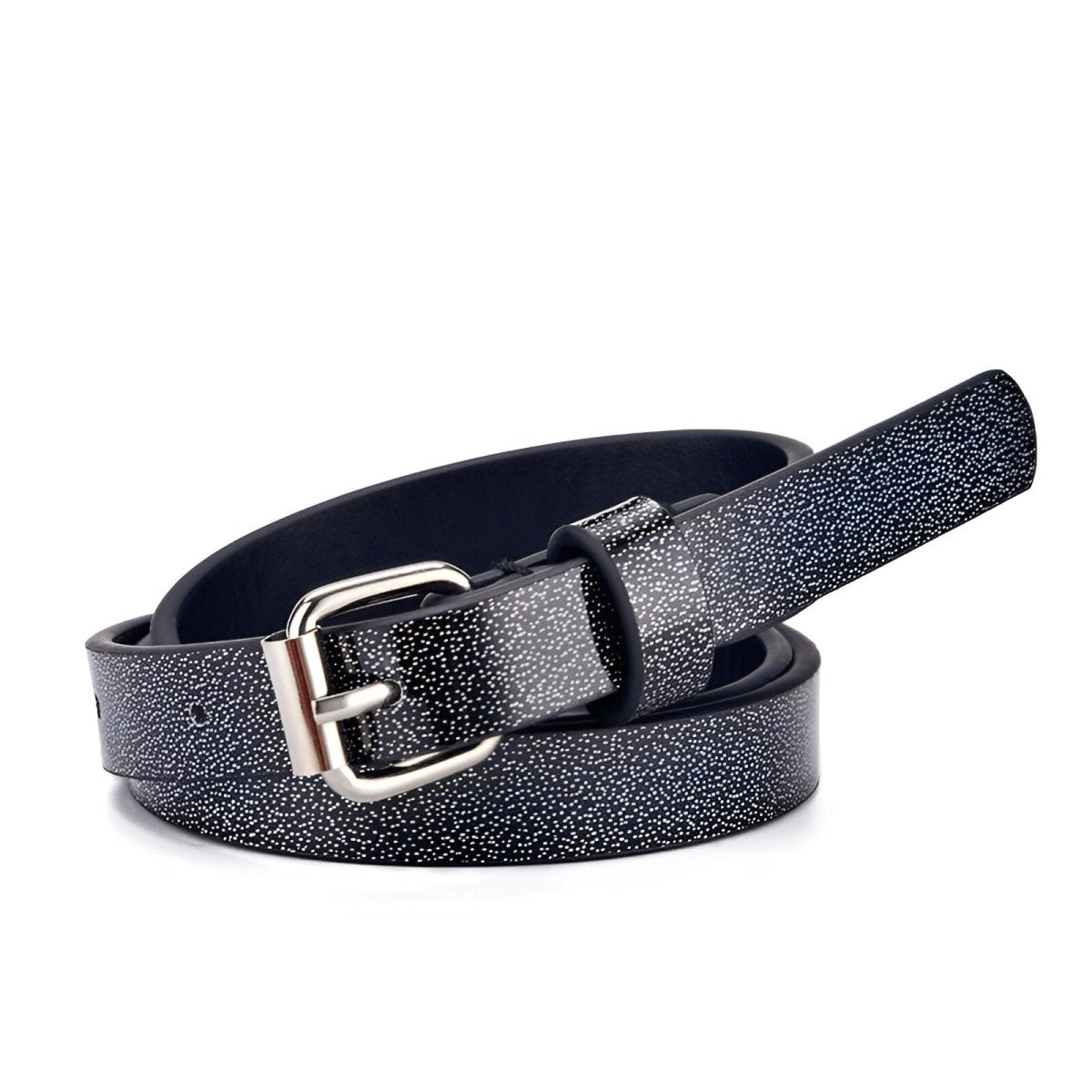 Ceinture enfant ajustable pour fille ou garçon en simili vegan, boucle argentée, modèle Timy - La Boutique de la Ceinture