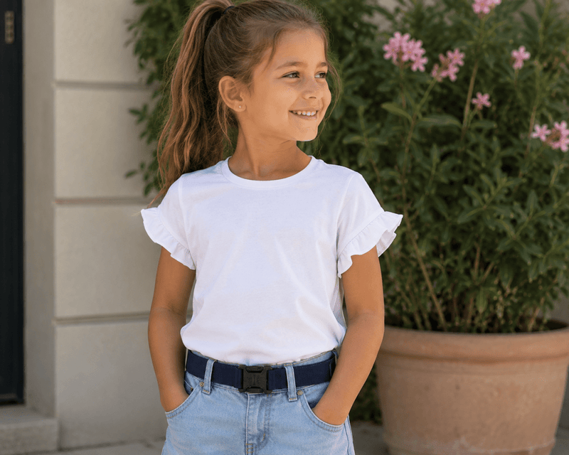Ceinture Enfant en Toile Réglable avec Boucle à Clip, Modèle Milo