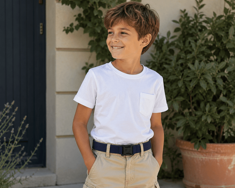 Ceinture Enfant en Toile Réglable avec Boucle à Clip, Modèle Milo