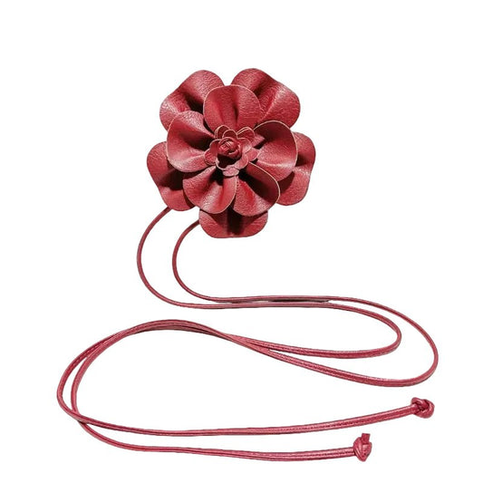 Ceinture fine à nouer avec fleur décorative, modèle Flora - La Boutique de la Ceinture
