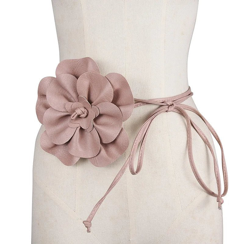 Ceinture fine à nouer avec fleur décorative, modèle Flora - La Boutique de la Ceinture