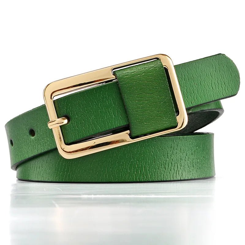 Ceinture fine colorée boucle rectangulaire dorée, modèle Bianca - La Boutique de la Ceinture