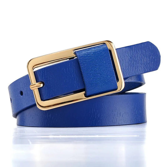 Ceinture fine colorée boucle rectangulaire dorée, modèle Bianca - La Boutique de la Ceinture