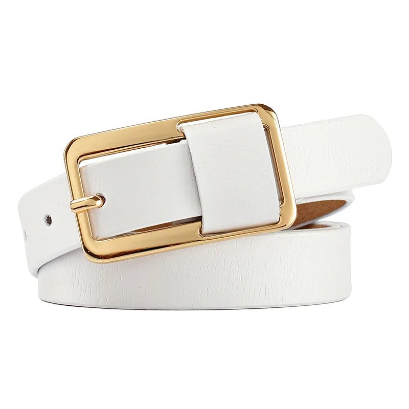 Ceinture fine colorée boucle rectangulaire dorée, modèle Bianca - La Boutique de la Ceinture