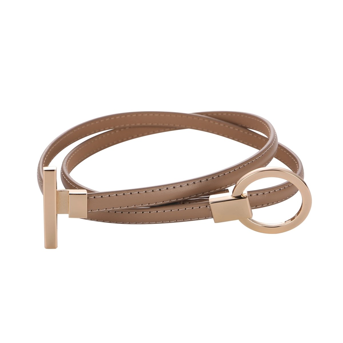 Ceinture fine femme boucle ronde dorée - La Boutique de la Ceinture