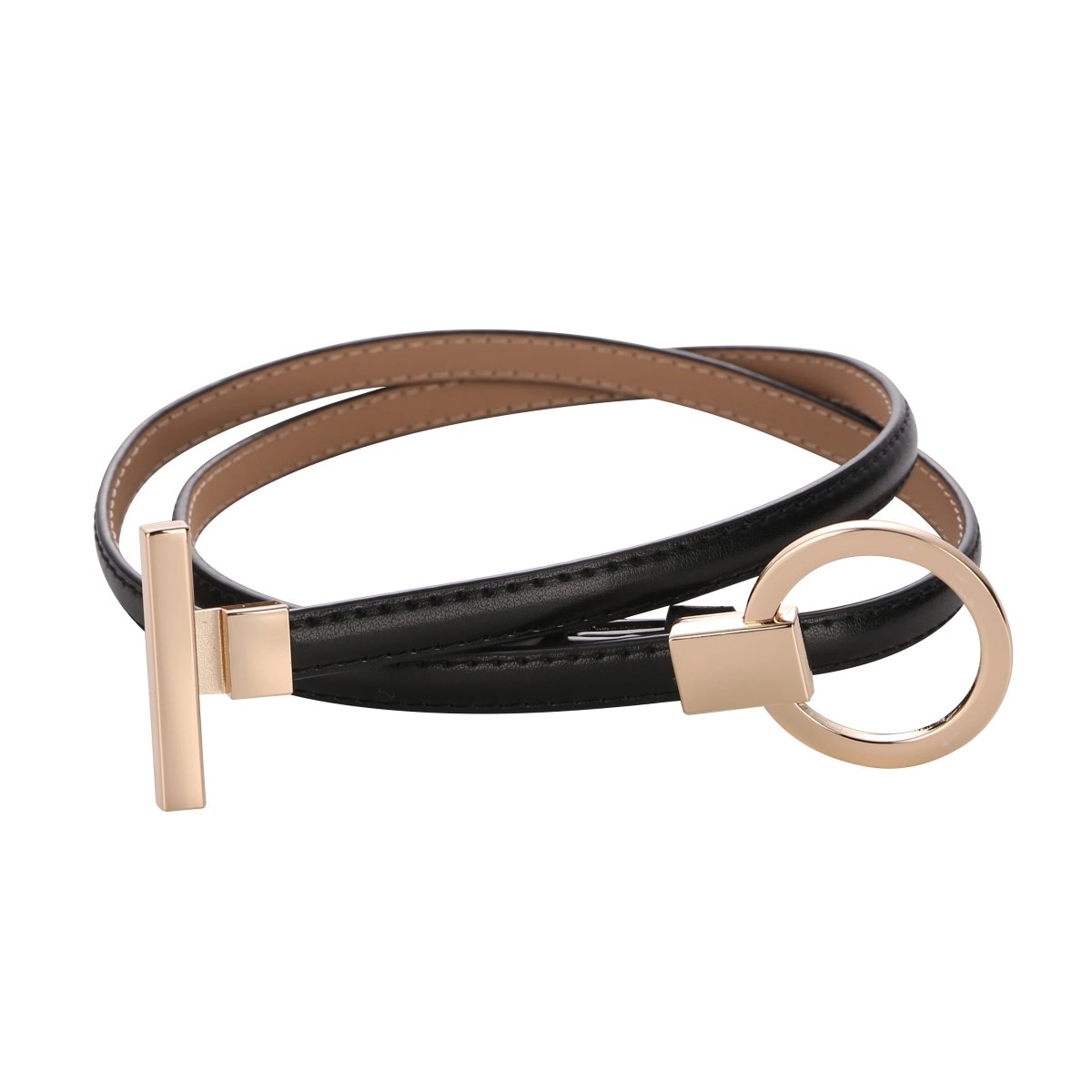 Ceinture fine femme boucle ronde dorée - La Boutique de la Ceinture